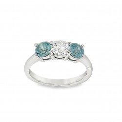 Pre Owned Platinum Diamond and Blue Topaz Ring ZB20